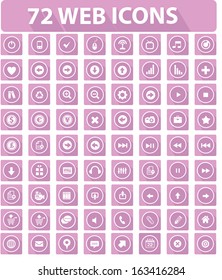 72 Flat Website Icons,Pink version,vector
