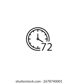 Diseño de Vector plano de icono de reloj de 72 horas.
