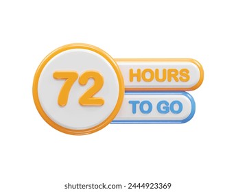 72 hours to go text illustration rendering