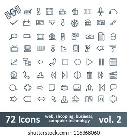 72 Icons. Large Set. Web Button Collection.