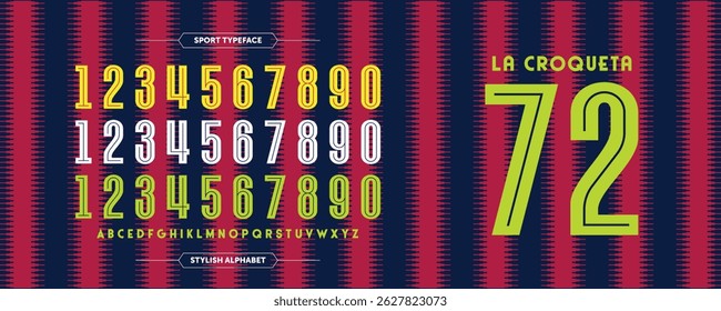 72 La Croqueta: Classic blue and red football t-shirt design. Features a template for numbers and characters, perfect for club or national team kits. A standout soccer jersey vector illustration.