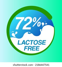 72% Lactose free icon sign vector illustration with blue green color and clean font