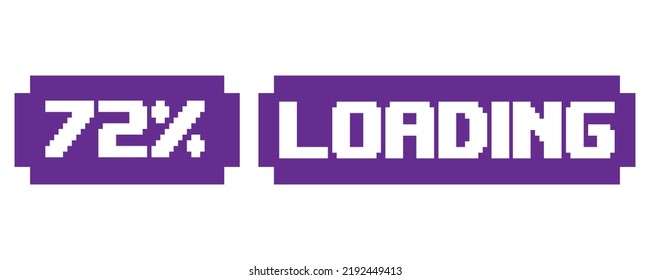72% Loading vector art illustration percentage counter sign label with fantastic font and purple white color