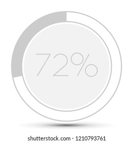 72% Minimal Flat white plane progress button  with shadow. well aligned loading graphic vector 