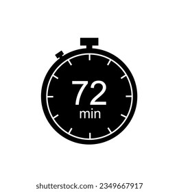 72 minutes timer, 72 min stopwatch or countdown icon.