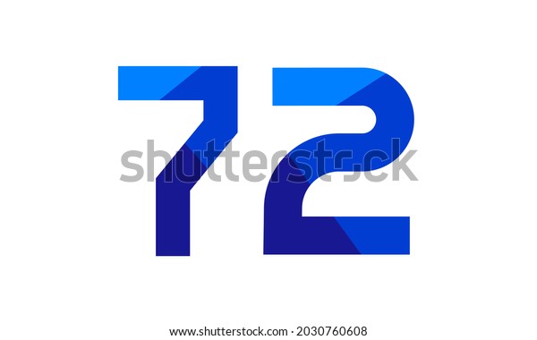 72 Number Modern Flat Blue Logo Stock Vector (Royalty Free) 2030760608 ...