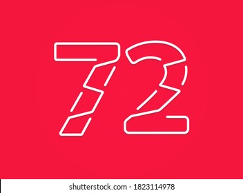 72 number. Modern trendy, creative style design. For logo, brand label, design elements, corporate identity, application etc. Isolated vector illustration          