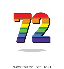 72 Number Rainbow Color Logo Design Template Inspiration, Vector Illustration.