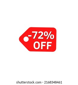 -72% de descuento con etiqueta de diseño de descuento roja	