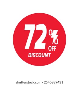 72% OFF Sale Discount Banner offer price tag. Special offer sale red label. Vector Modern Sticker Illustration Background