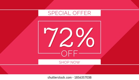 72% off special offer banner, 72% off simple banner design