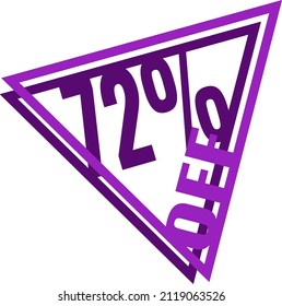 72 percent discount, discount triangle icon for offers and promotions