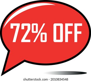 72 por ciento de globo rojo, globo flotante para ofertas promocionales de descuento, súper venta, súper oferta, globo reducido con fuente blanca y sombra oscura