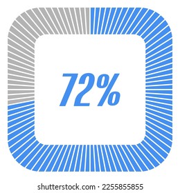 72 percent square shape percentage diagram for infographics,documents or reports. vector.