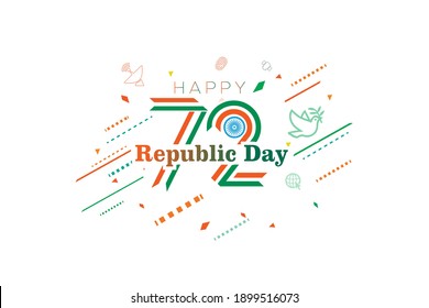 72 Republic day of India celebration background, ideas concept, presentation, showoff growth parade, technology success of Indian and kite flying creative Vector illustration