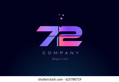 72 seventy two pink blue purple number digit numeral dots creative company logo vector icon design template