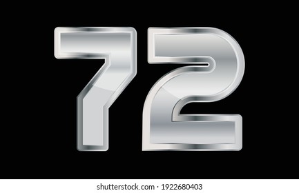 72 Silver Elegant Modern Número 3D