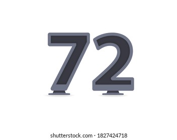 72 vector number design. For logo, brand label, design elements, corporate identity, application etc. İsolated vector illustration          