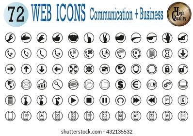 72 web icons of communication and business