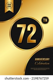 72 Year Anniversary celebration template design. Golden Anniversary, vector illustration.