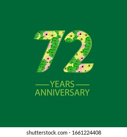 72 Year Anniversary Celebration Vector Template Design Illustration