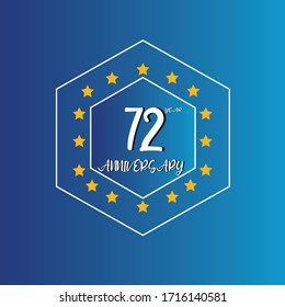 72 year anniversary celebration, vector design for celebrations, invitation cards and greeting cards