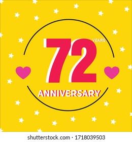 72 year anniversary celebration, vector design for celebrations, invitation cards and greeting cards