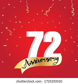 72 year anniversary celebration, vector design for celebrations, invitation cards and greeting cards