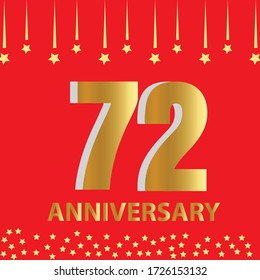 72 year anniversary celebration, vector design for celebrations, invitation cards and greeting cards