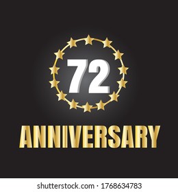 72 year anniversary celebration, vector design for celebrations, invitation cards and greeting cards