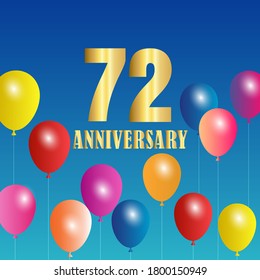 72 year anniversary celebration, vector design for celebrations, invitation cards and greeting cards