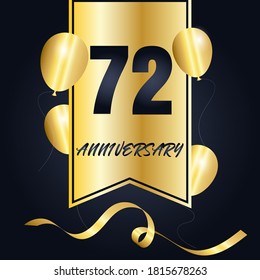 Celebración del 72 aniversario, diseño vectorial para celebraciones, tarjetas de invitación y tarjetas de felicitación