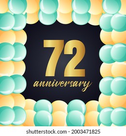 72 year anniversary celebration, vector design for celebrations, invitation cards and greeting cards