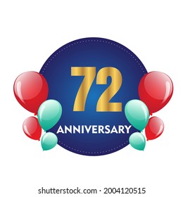 72 year anniversary celebration, vector design for celebrations, invitation cards and greeting cards