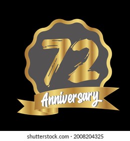 Celebración del 72 aniversario, diseño vectorial para celebraciones, tarjetas de invitación y tarjetas de felicitación