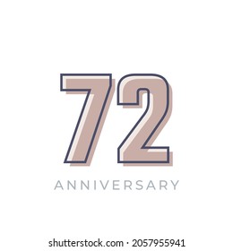 Vector de celebración del 72 Aniversario. Feliz Aniversario Saludo Celebra la Ilustración de Diseño de Plantilla