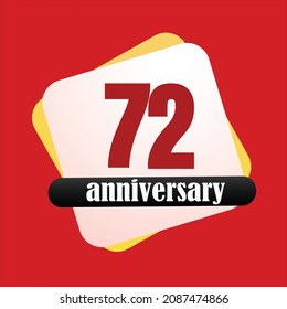 Celebración del 72 aniversario, diseño vectorial para celebraciones, tarjetas de invitación y tarjetas de felicitación