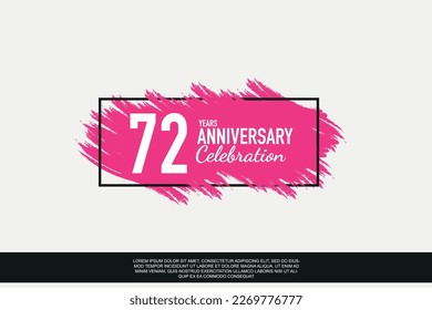 72-jähriges Jubiläum, Vektorrosa-Design in schwarzem Rahmen auf weißem Hintergrund, Logo für abstrakte Illustration	