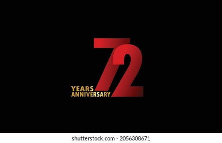 72 year anniversary red color, minimalist logo years, jubilee, greeting card. invitation on Grey background - Vector