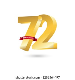 72 Year Anniversary Vector Template Design Illustration