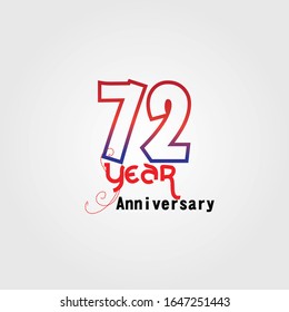 72 Year Anniversary Vector Template Design Illustration