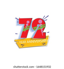 72 Year Anniversary Vector Template Design Illustration