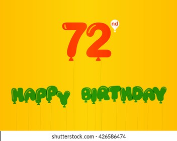 72 year birthday celebration flat color,72nd anniversary decorative flat modern style - vector illustration
