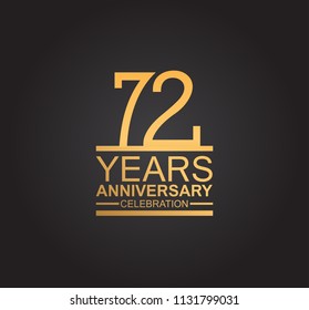 72 years anniversary celebration design with thin number shape golden color for special celebration event