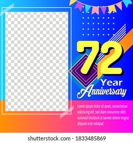 72 years anniversary celebration logo vector template design