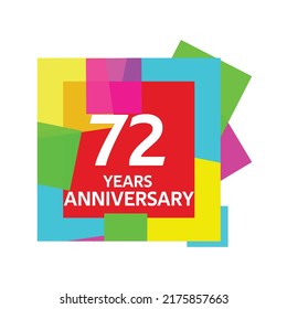 72 years anniversary, for anniversary and anniversary celebration logo, vector design isolated on colorful geometric background.