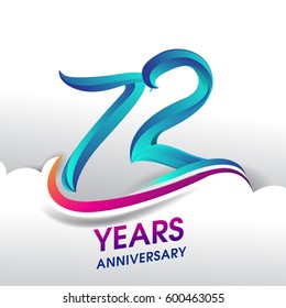 72 Years Anniversary celebration logo, birthday vector design