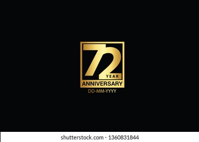 72 years anniversary celebration logotype. anniversary logo with golden and Spark light white color isolated on black background, vector design for celebration, invitation and greeting card-Vector