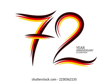 72 years anniversary celebration logotype colorful line vector, 72th birthday logo, 72 number design, Banner template, logo number elements for invitation card, poster, t-shirt. graphic design