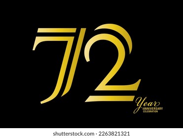 72 years anniversary celebration logotype gold color vector, 72th birthday logo,72 number, anniversary year banner, anniversary design elements for invitation card and poster. number design vector